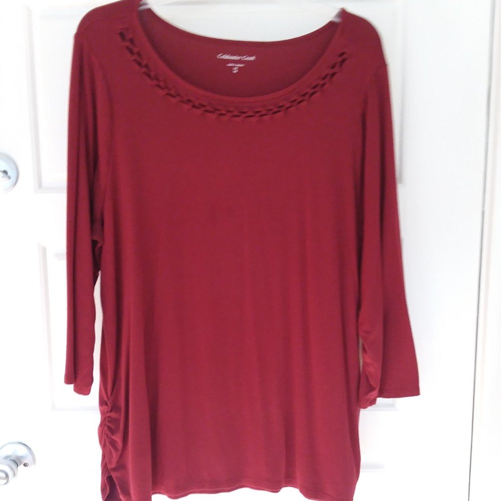 Red Coldwater Creek Long Sleeve Shirt XL